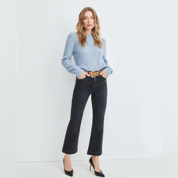 Veronica Beard Makani Pointelle Knit Sweater Blue - Picture 2 of 9